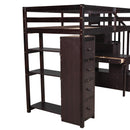 Loft Bed With Storage Drawers, Desk And Stairs With Shelves