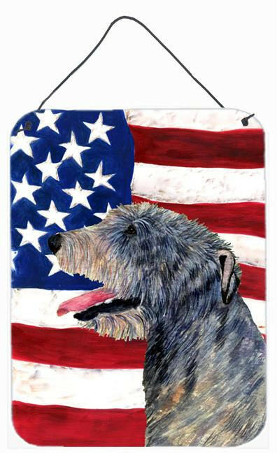 USA American Flag with Irish Wolfhound Wall or Door Hanging Prints