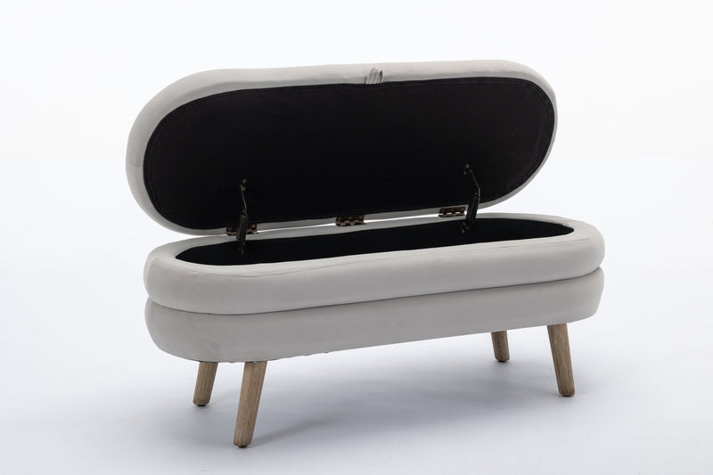 Walker Edison | Grey Velvet Storage Bench