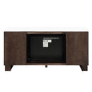 Edwyn - Server With Fireplace - Natural Marble Top & Espresso