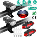 Bicycle Light Sets USB Rechargeable Bike Headlight Waterproof LED Bicycle Front Light Taillight 2 Kit