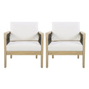 Outdoor Acacia Wood Club Chair with Handwoven Rope (Set of 2) by HouseOfZazla