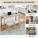 4 Piece Bar Table Set with Power Outlet,Bar Table Set with Chairs,Sofa Bar Table with Stools,Behind Couch Table with 3 Padded Stools for Living Room,Dining room, Light Oak by Montret