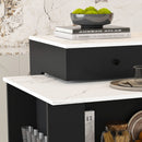 Kitchen Island With Extendable Rotating Table, 4 Drawers & Glass Door Cabinets, Built In Socket - Black by HouseOfZazla