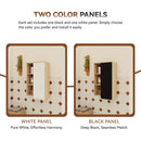 Wall Mounted Bathroom Side Cabinet, Single Door With 3 Tier Open Shelves - Black / Light Oak / White