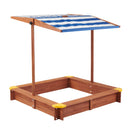 Kids Sandbox With Cover, Sand Box With Adjustable Canopy, Large Outdoor Cedar Sandpit For Backyard Play - Reddish Brown by HouseOfZazla
