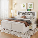Platform Bed With Multi Storage Headboard, USB And Drawers by HouseOfZazla