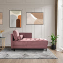 64" Velvet Chaise, Mid-Century Modern Chaise Furniture, Sleeper for Living Room, Apartment, Tool-Free Assembly. (Pink)