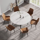 Modern Man-Made Stone Round Metal Dining Table-Position For 6 People by Unique Piece Furniture