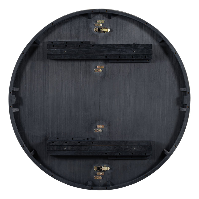 5-Piece Retro Functional Dining Set with Extendable Round Table with Removable Middle Leaf and 4 Upholstered Chairs for Dining Room and Living Room (Black)