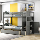 Bunk Bed, Convertible Bottom Bed, Storage Shelves And Drawers by HouseOfZazla