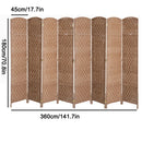 8 Panel Folding Room Divider Privacy Screen,  Home Decor Weave Fiber Double Hinges -Natural