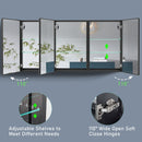 60x30 Inch LED Bathroom Medicine Cabinet Surface Mount Double Door Lighted Medicine Cabinet, Medicine Cabinets for Bathroom with Mirror Defogging, Dimmer Black