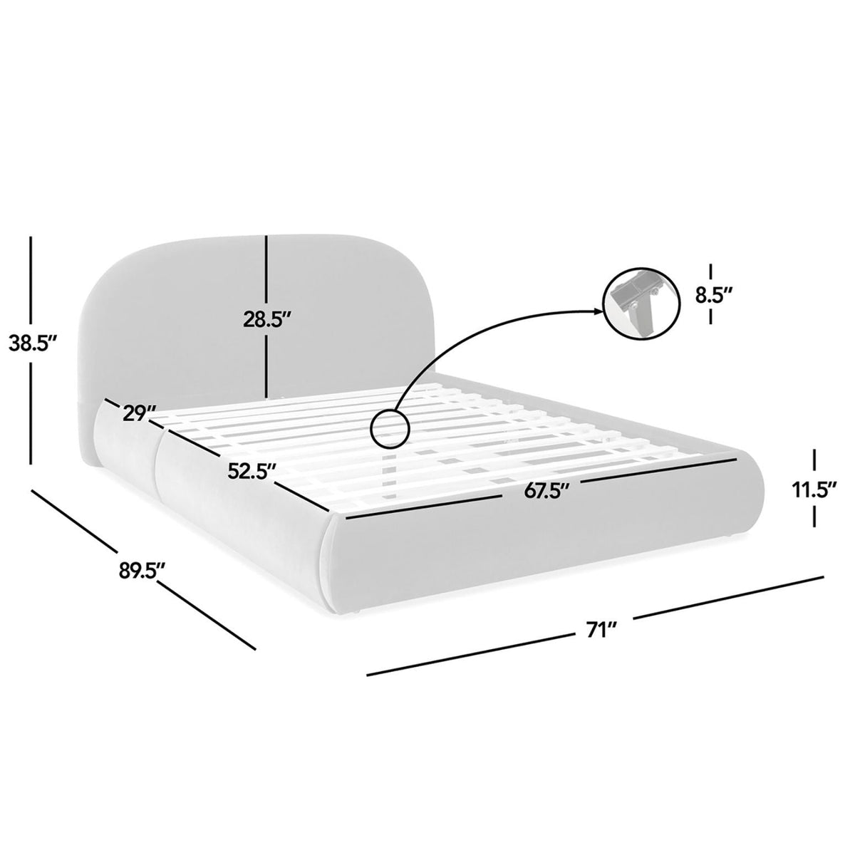 Archie Puffy Grounded - Upholstered Platform Bed, photo 31 of 40