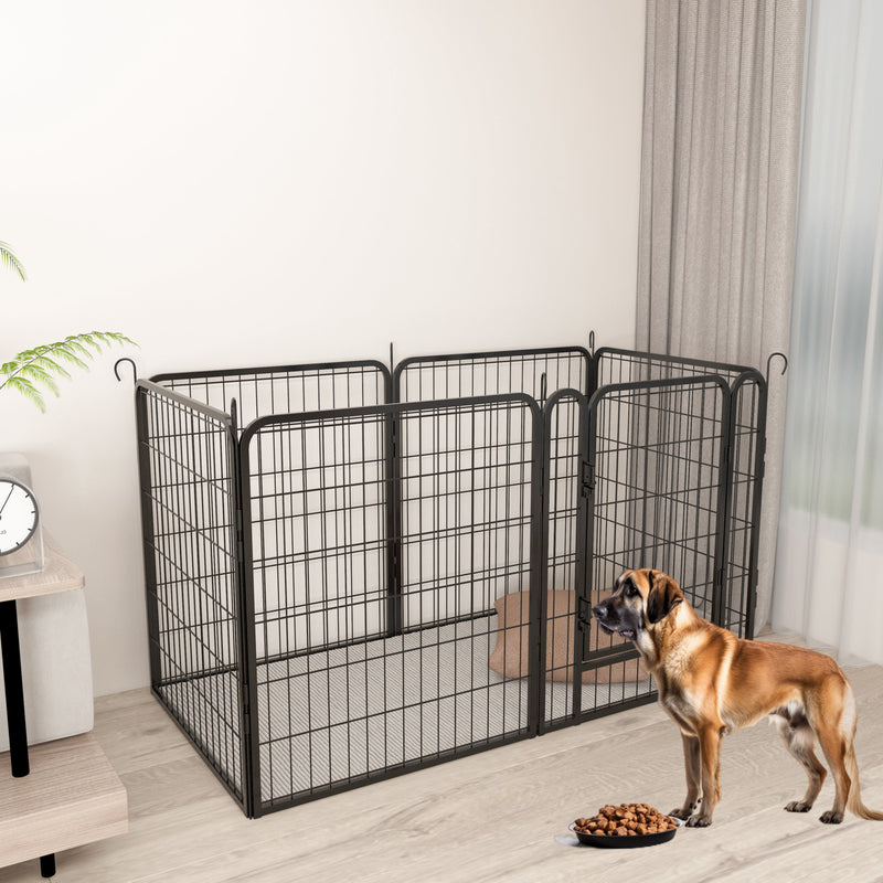 6 Panels Heavy-Duty Metal Playpen with Door, 31.7' H Dog Fence Pet Exercise Pen for Outdoor, Indoor