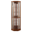 6 Shelf Lighted Corner Curio Cabinet With Adjustable Tempered Glass Shelves And Mirror Back (E26 Light Bulb Not Included) by Unique Piece Furniture
