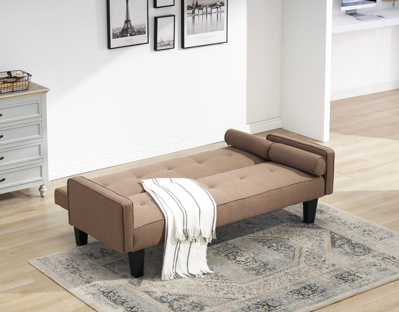 Walker Edison | Convertible 72" Brown Cotton Linen Sofa Bed