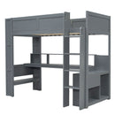 Gaming Loft Bed With Desk, Multi Storage Shelves, LED And Charging Station