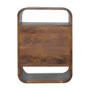Solid Wood Chestnut Curve 2-Drawer Nightstand, 2 Open Slots