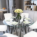 Round Tempered Glass Table Top Clear Glass, Thick Beveled Polished Edge - Black by HouseOfZazla