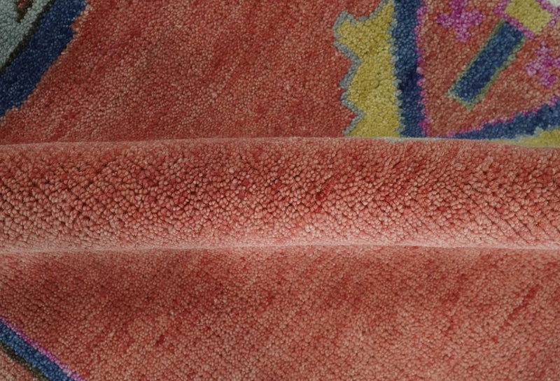 8x10, 9.5x12 and 10x14 Hand Knotted Dark Peach and Silver Traditional Wool Rug