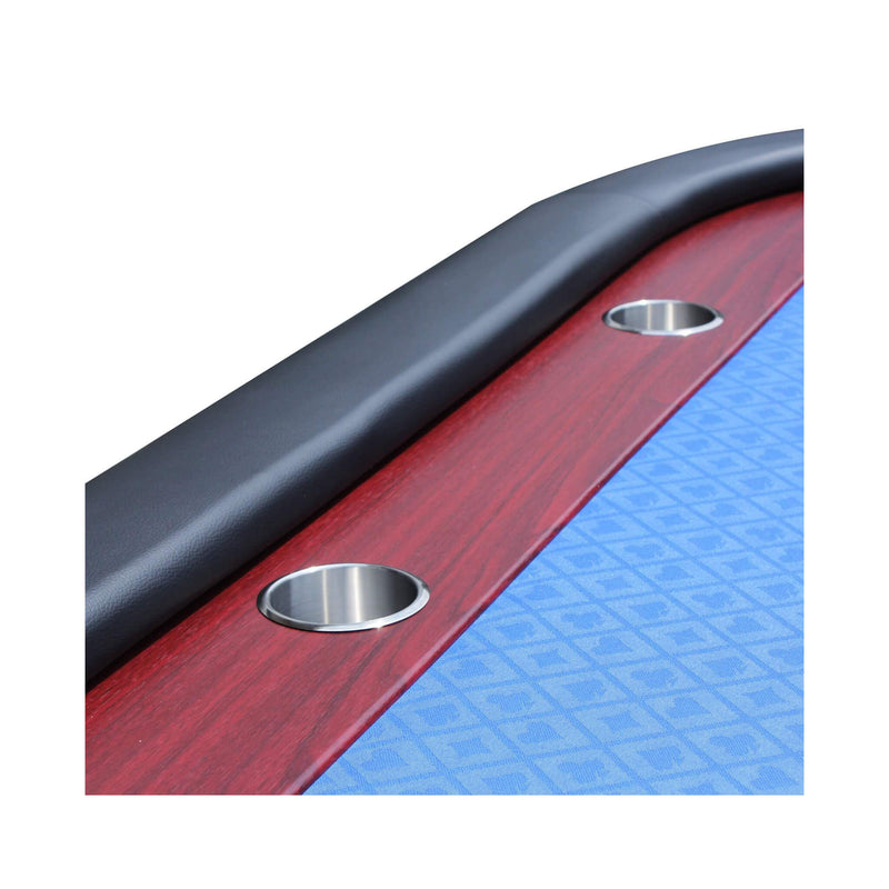 Premium 96" Poker Table With Speed Cloth And Wooden Texture Racetrack For 10 Players (SAK75023)