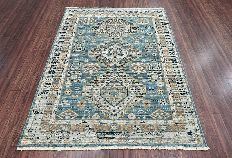 6x9 Blue LoomBloom Hand Knotted Arts & Crafts Oushak 100% Wool Oriental Area Rug