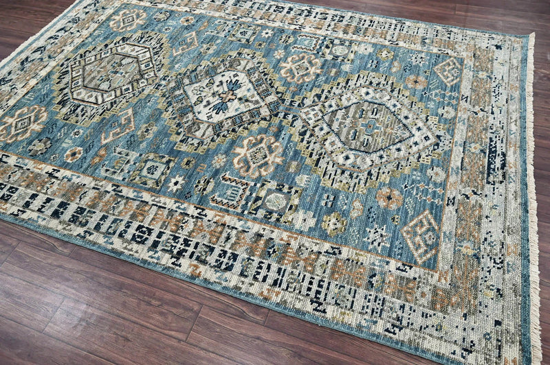 6x9 Blue LoomBloom Hand Knotted Arts & Crafts Oushak 100% Wool Oriental Area Rug