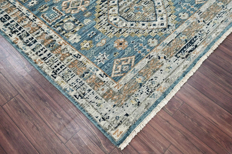 6x9 Blue LoomBloom Hand Knotted Arts & Crafts Oushak 100% Wool Oriental Area Rug