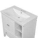30" Bathroom Vanity with Sink, Bathroom Storage Cabinet with Doors and Drawers, Solid Wood Frame, Ceramic Sink, White