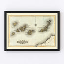 Vintage Map of Canary Islands, 1823