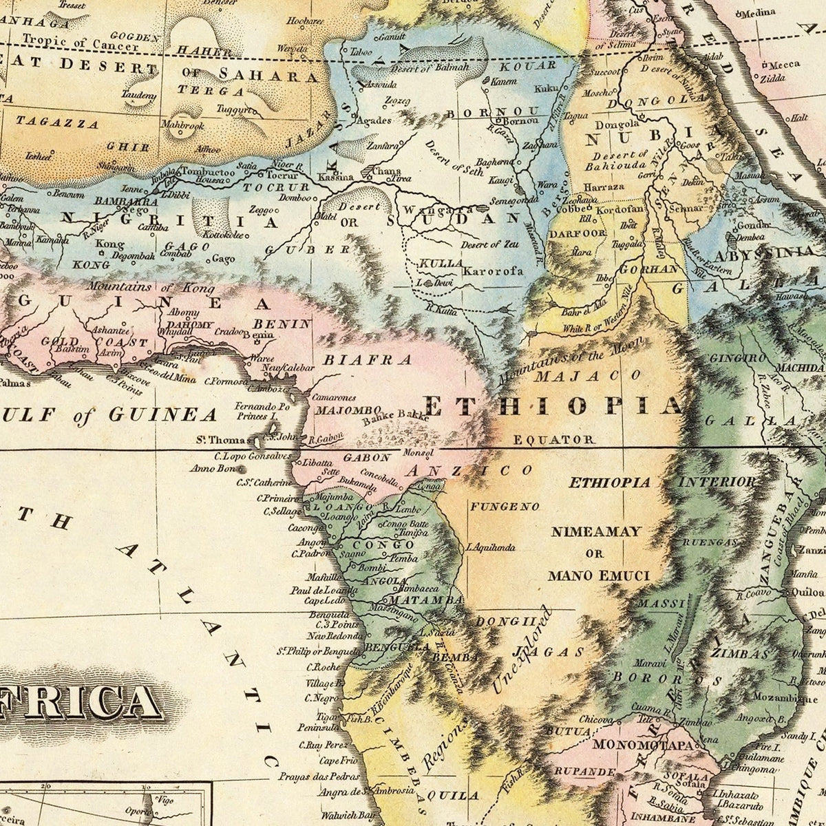 Vintage Africa Map 1823, photo 2 of 5