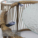 6PCS Outdoor Patio Balcony Natural Color Wicker Sofa Chair Set with Beige Cushion,Round Tempered Glass Table