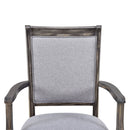 7-Piece Updated 76.9inch Extendable Trestle Dining Table Set with Removable Leaf, Kitchen Table Set with Upholstered Side Chair and Arm Chair, Set of 6, Grey