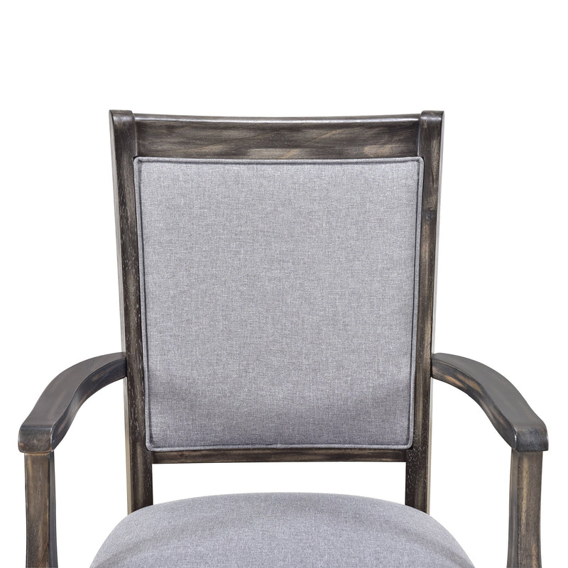 7-Piece Updated 76.9inch Extendable Trestle Dining Table Set with Removable Leaf, Kitchen Table Set with Upholstered Side Chair and Arm Chair, Set of 6, Grey