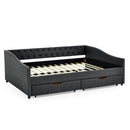 Upholstered Tufted Daybed With 2 Drawers, Waved Arms by HouseOfZazla