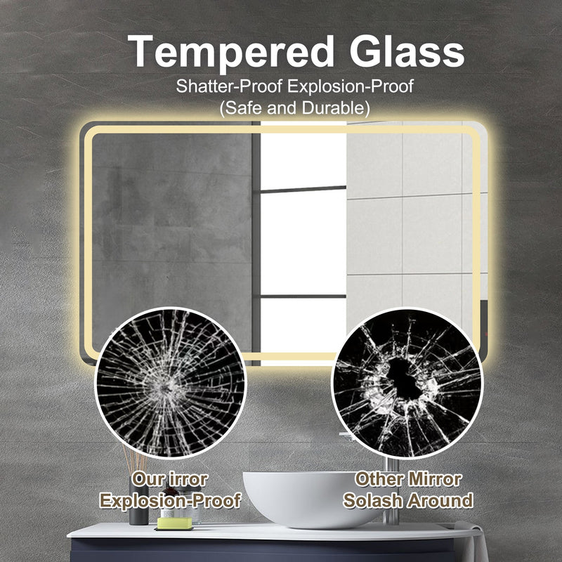 24X40 Inch LED Bathroom Mirror Vanity with Front Lights, photo 8 of 10