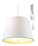 16"W 2 Light Swag Plug-In Pendant  White with Diffuser White Cord
