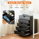 5 Drawer Chest - Storage Cabinets Dressers Wood Dresser Cabinet with Wheels Mobile Organizer Drawers for Office