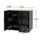 Mobile Kitchen Cart With Storage With 2 Doors, 3 Drawers & Adjustable Shelf - Black / Natural by HouseOfZazla
