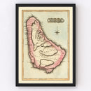 Vintage Map of Barbados 1823