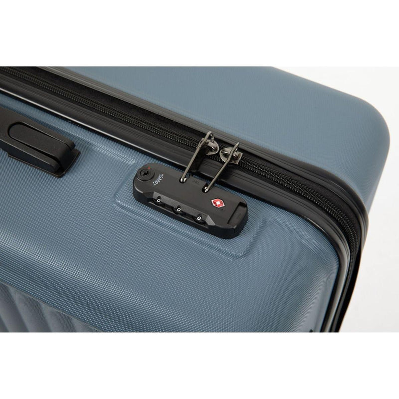 3 Piece Luggage Sets ABS Lightweight Suitcase with Two Hooks, Spinner Wheels, TSA Lock, (20/24/28) Blue