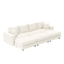 Deep Seat Convertible Sofa With Soft Pillows And Ottomans