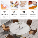 Modern Artificial Stone Round Carbon Steel Base Dining Table, Can Accommodate 6 People by HouseOfZazla