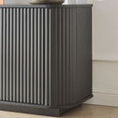 Modern 64" Wavy TV Cabinet With LED Lights - Black by HouseOfZazla