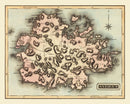 Vintage Map of Antigua, 1823