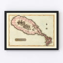 Vintage Map of St. Christophers, 1823