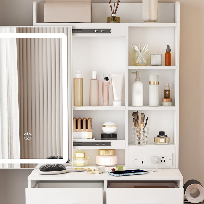 Small Makeup Vanity Desk with Mirror & LED Lights, photo 9 of 10