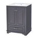 Bathroom Vanity With Ceramic Sink Combo, Modern Freestanding Storage Cabinet With Silver Handles by HouseOfZazla