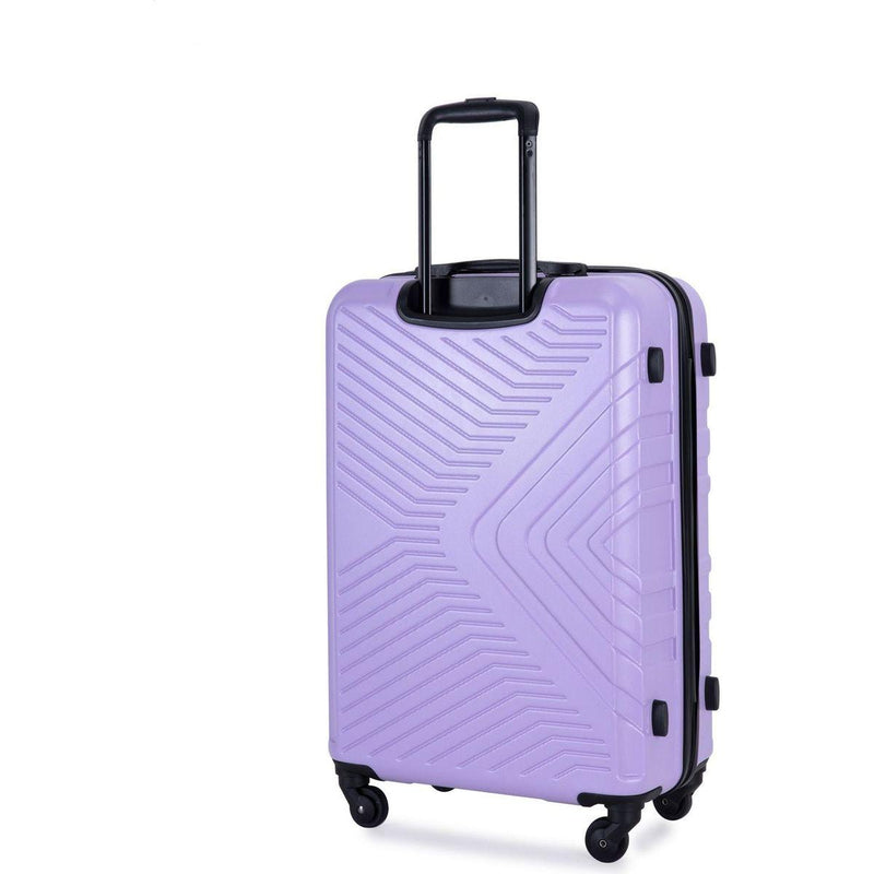 3 Piece Luggage Sets ABS Lightweight Suitcase with Two Hooks, Spinner Wheels, TSA Lock, (20/24/28), LIGHT PURPLE